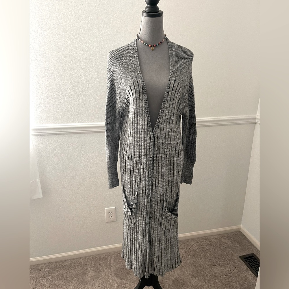 Free People Black & White Maxi Cardigan